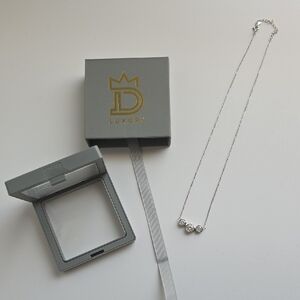 moissanite Silver Necklace with Three Stone Pendants